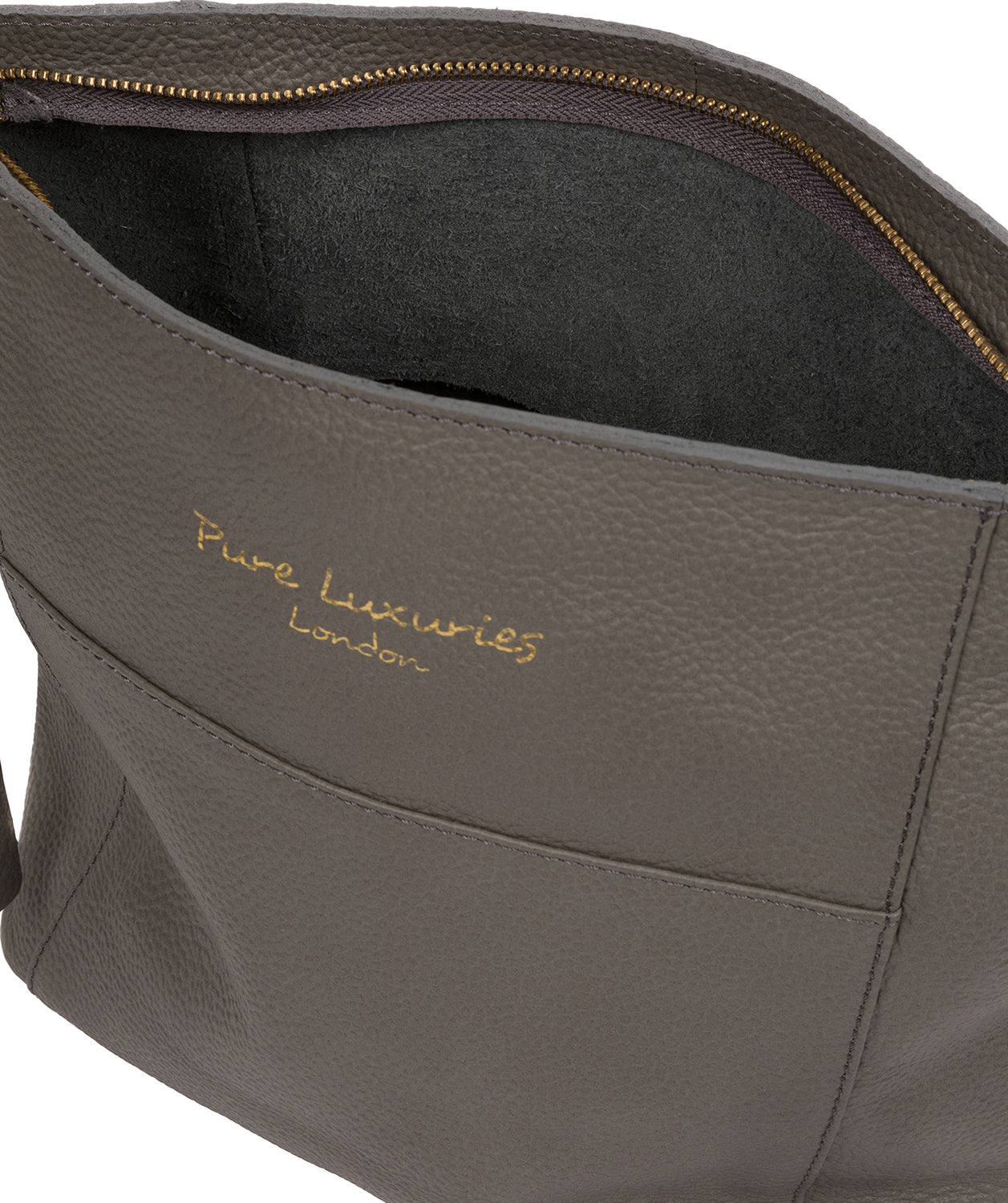 'Tamzin' Grey Leather Shoulder Bag Pure Luxuries London