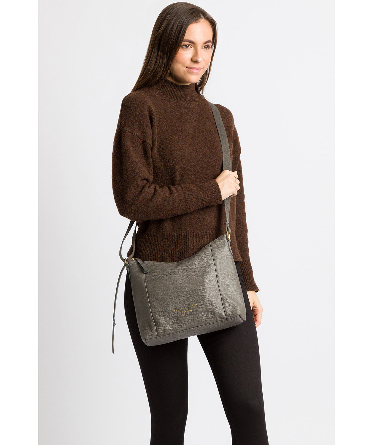 'Lachele' Grey Leather Shoulder Bag  image 2