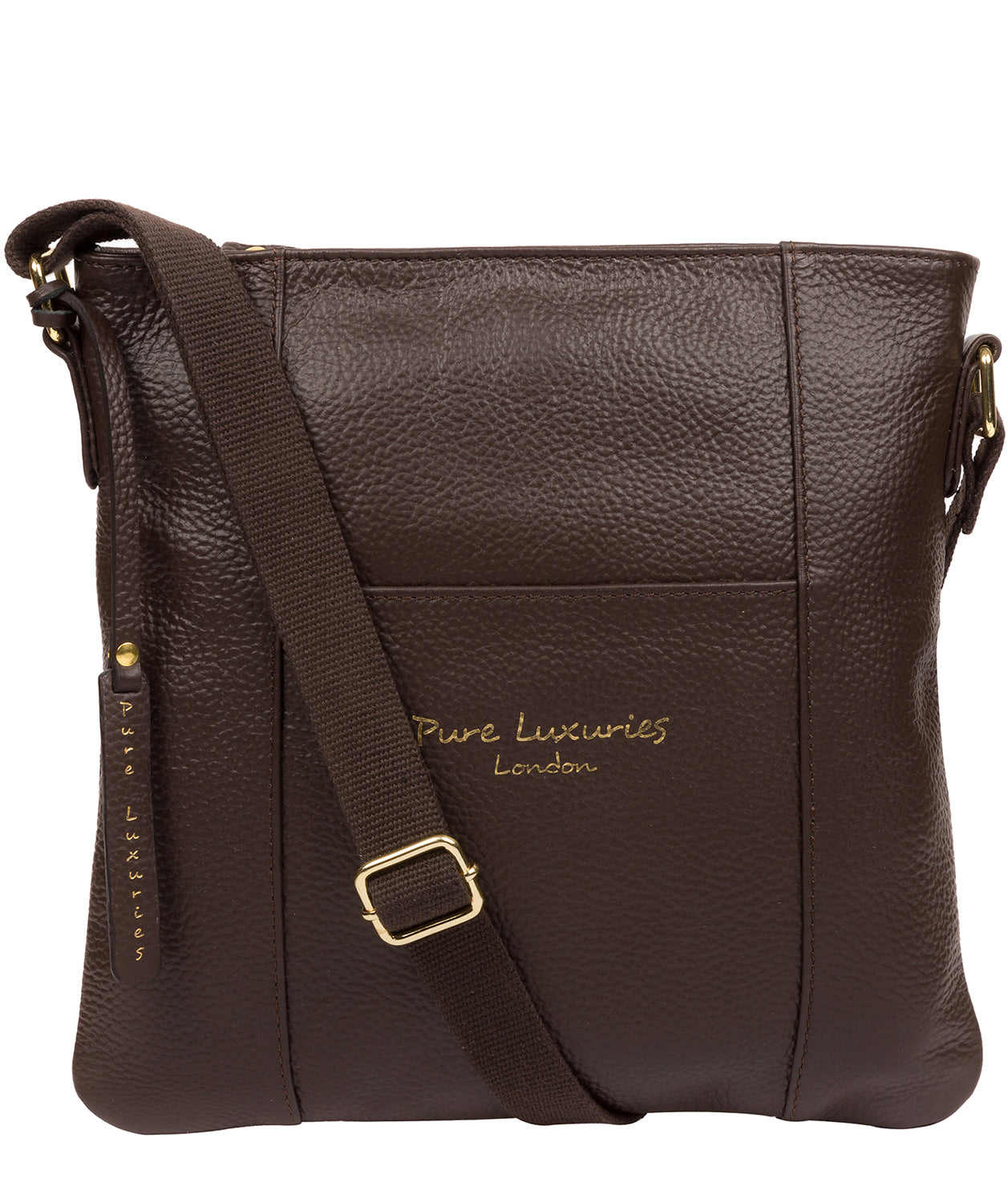 'Kayley' Chocolate Leather Cross Body Bag Pure Luxuries London