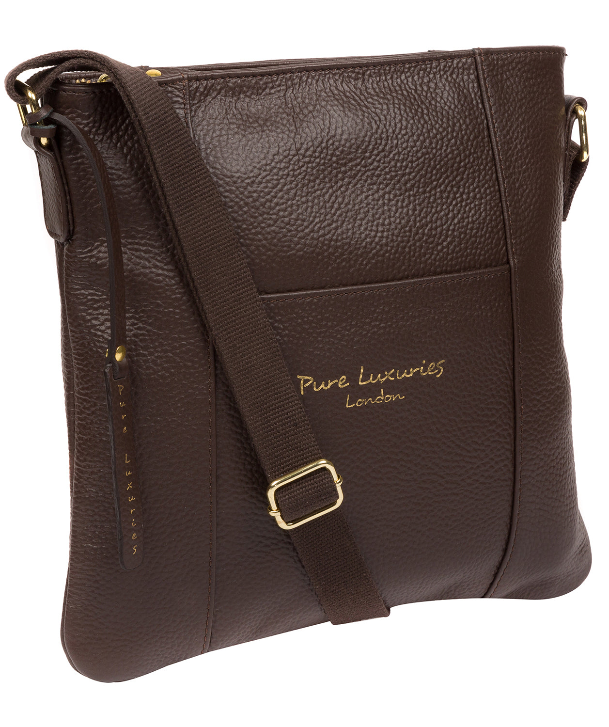 'Kayley' Chocolate Leather Cross Body Bag Pure Luxuries London