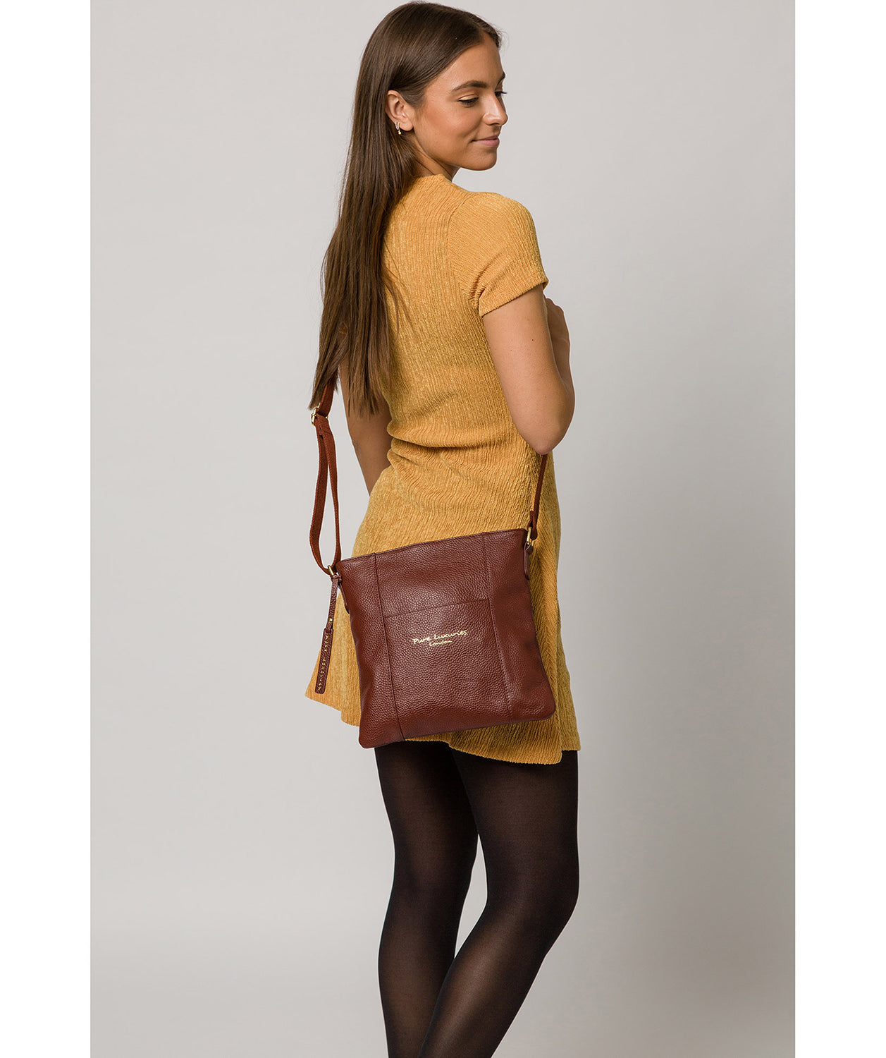 'Kayley' Cognac Leather Cross Body Bag image 2