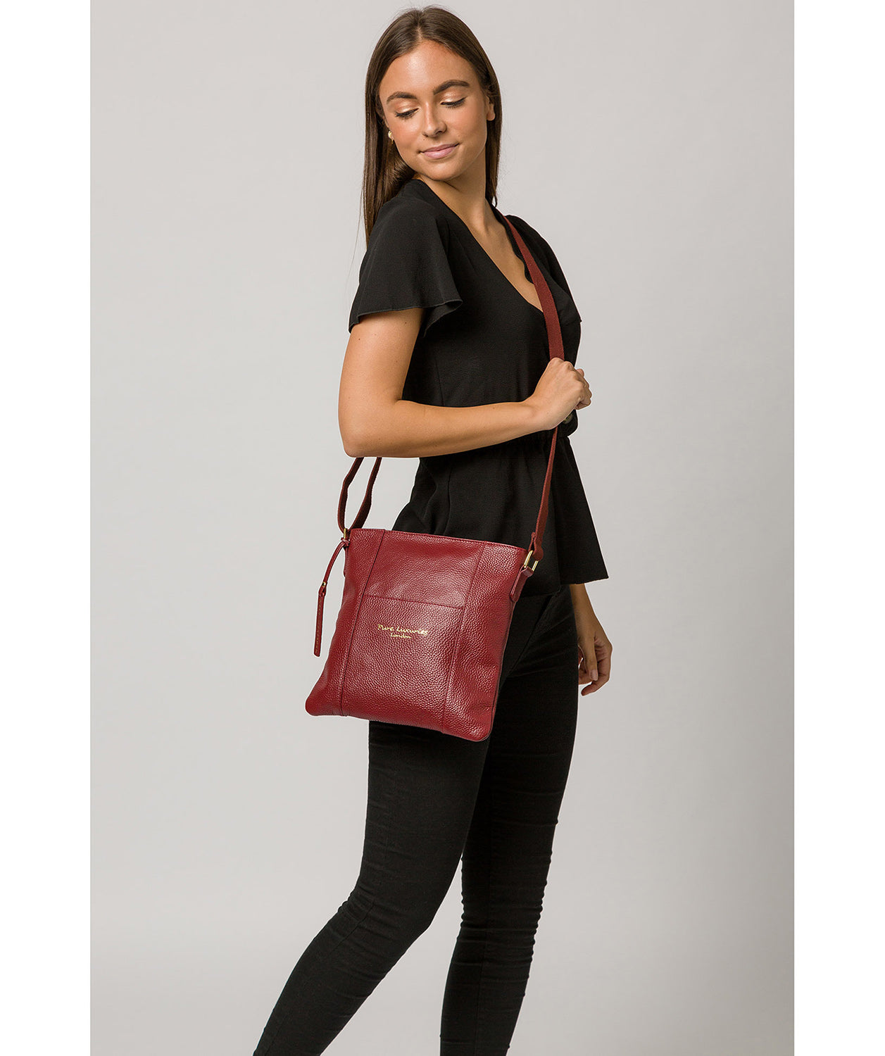 'Kayley' Red Leather Cross Body Bag Pure Luxuries London