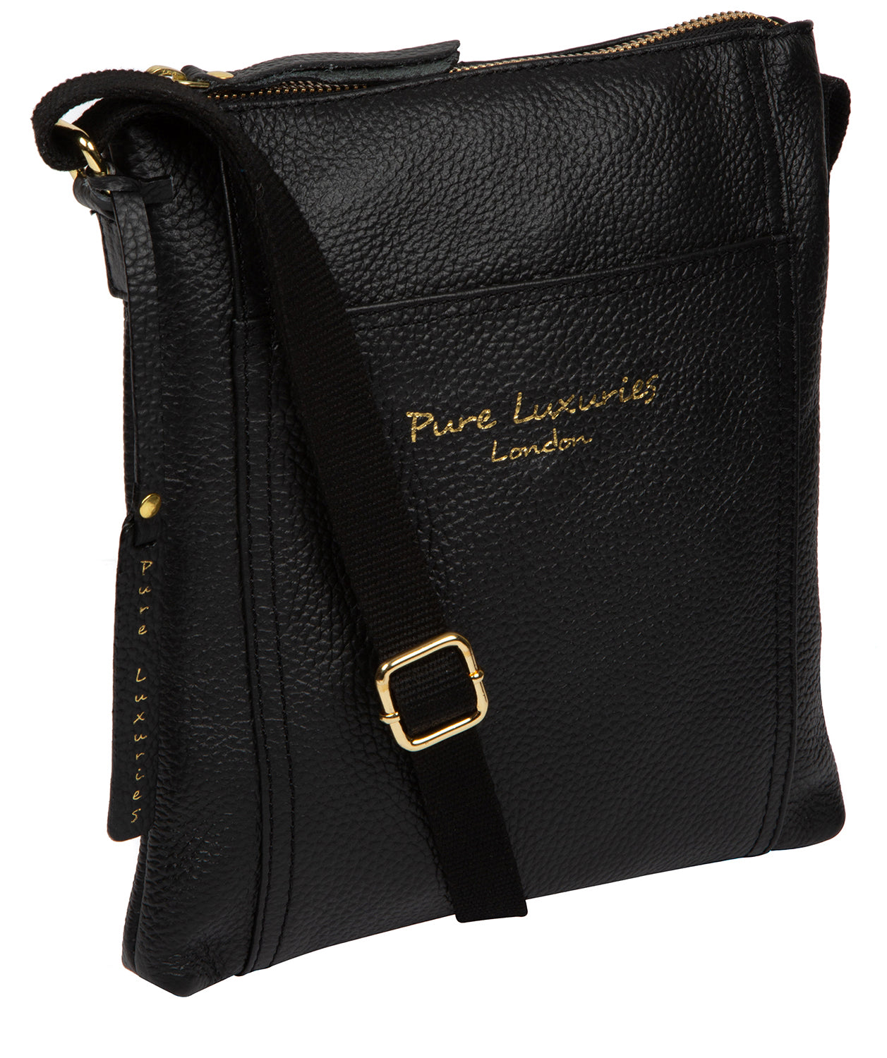 'Belinda' Black Leather Cross Body Bag Pure Luxuries London