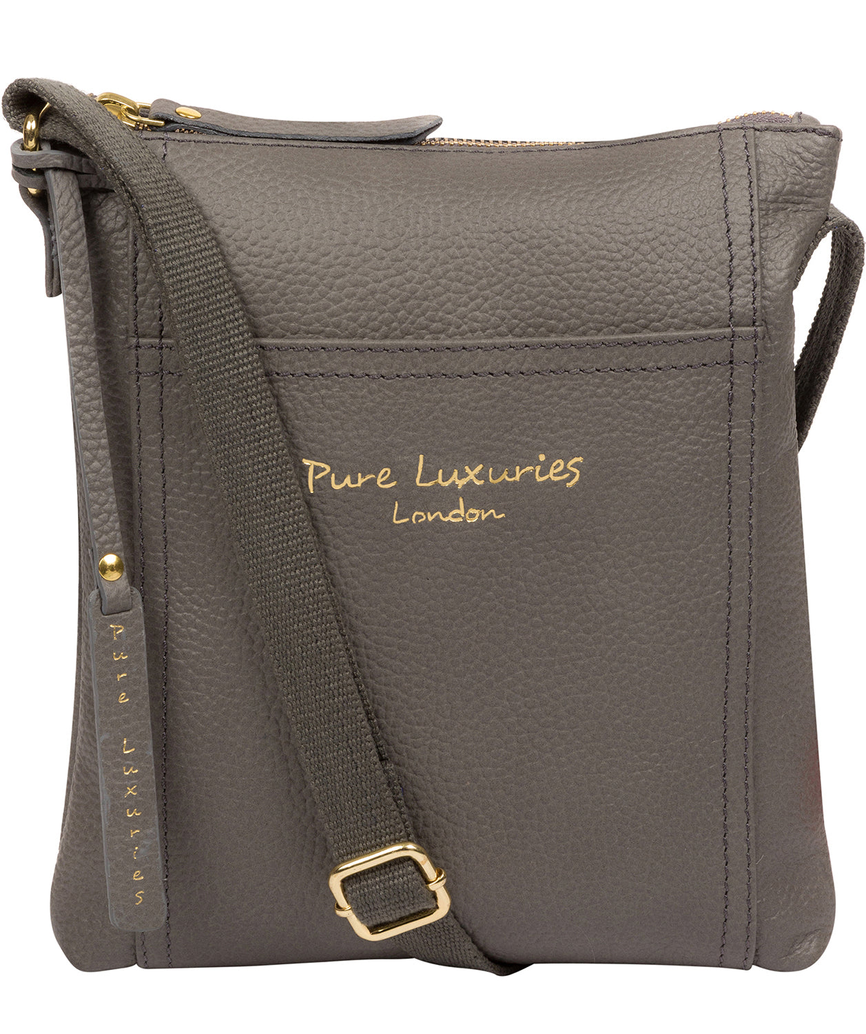 'Belinda' Grey Leather Cross Body Bag Pure Luxuries London