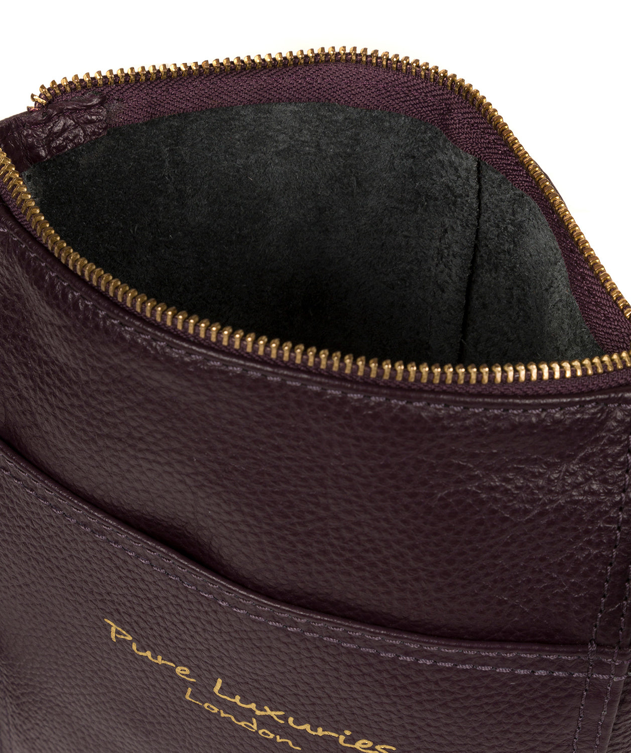 'Belinda' Plum Leather Cross Body Bag Pure Luxuries London