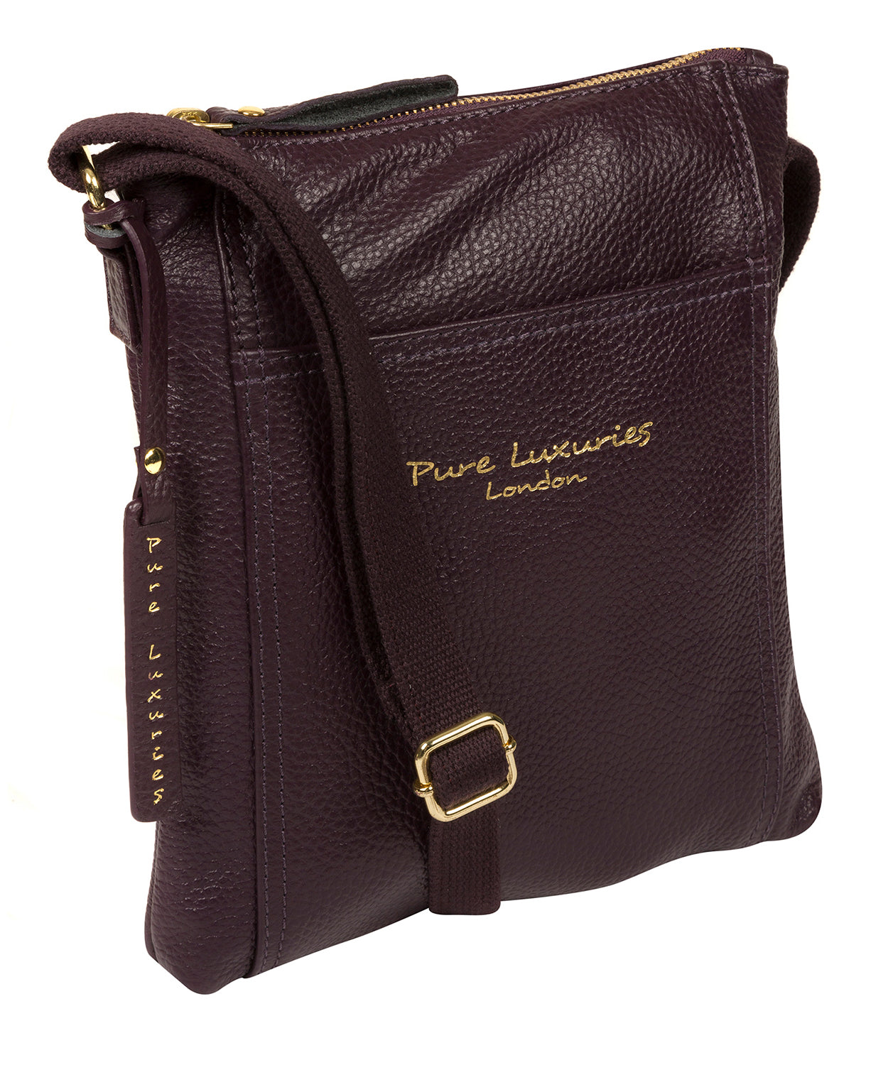 'Belinda' Plum Leather Cross Body Bag Pure Luxuries London