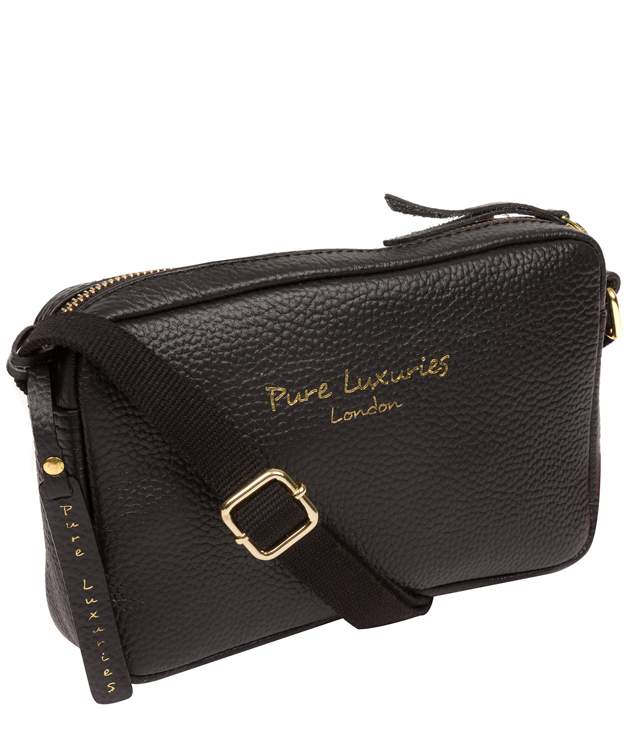 'Laine' Black Leather Cross Body Bag image 5