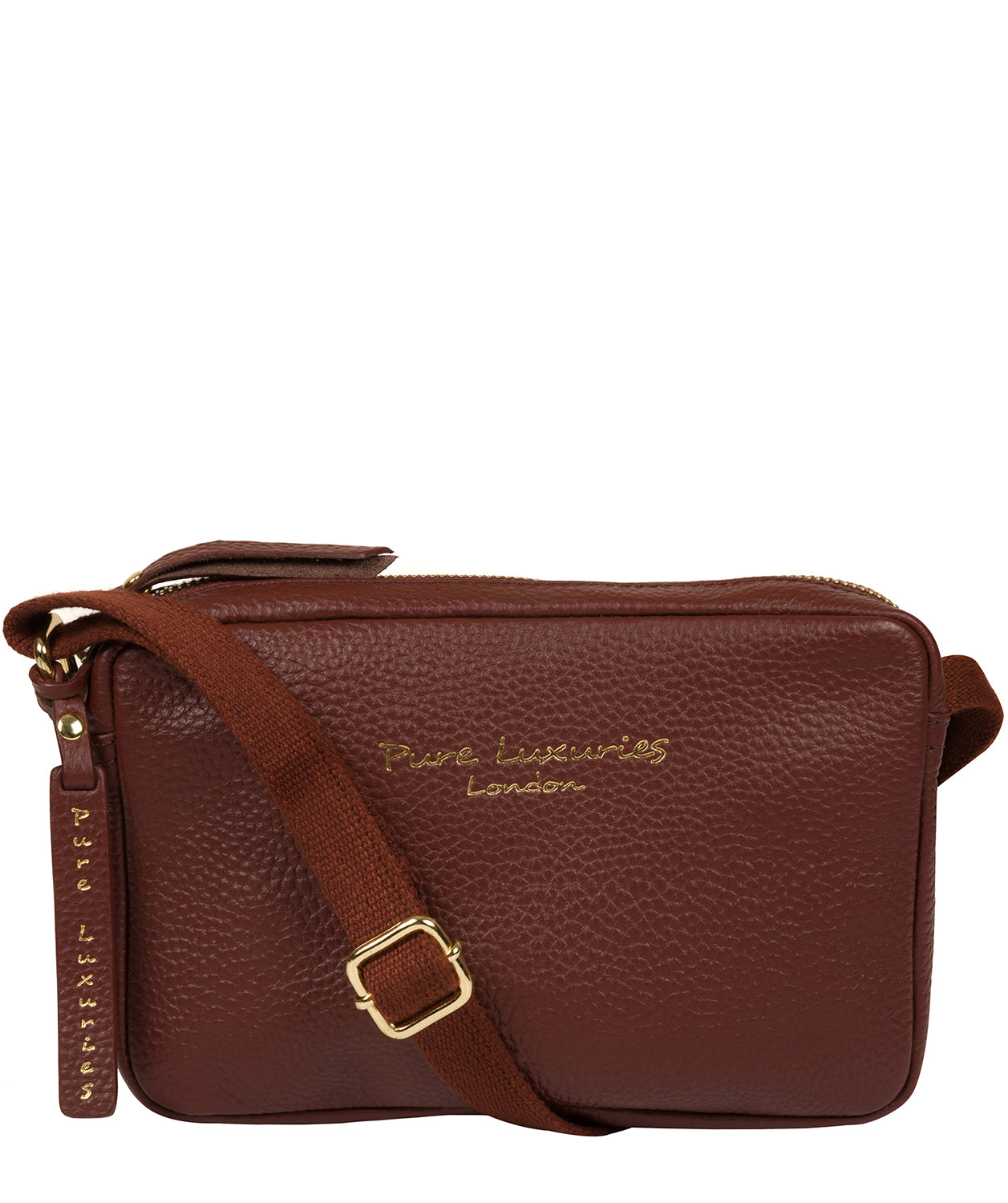 'Laine' Cognac Leather Cross Body Bag Pure Luxuries London