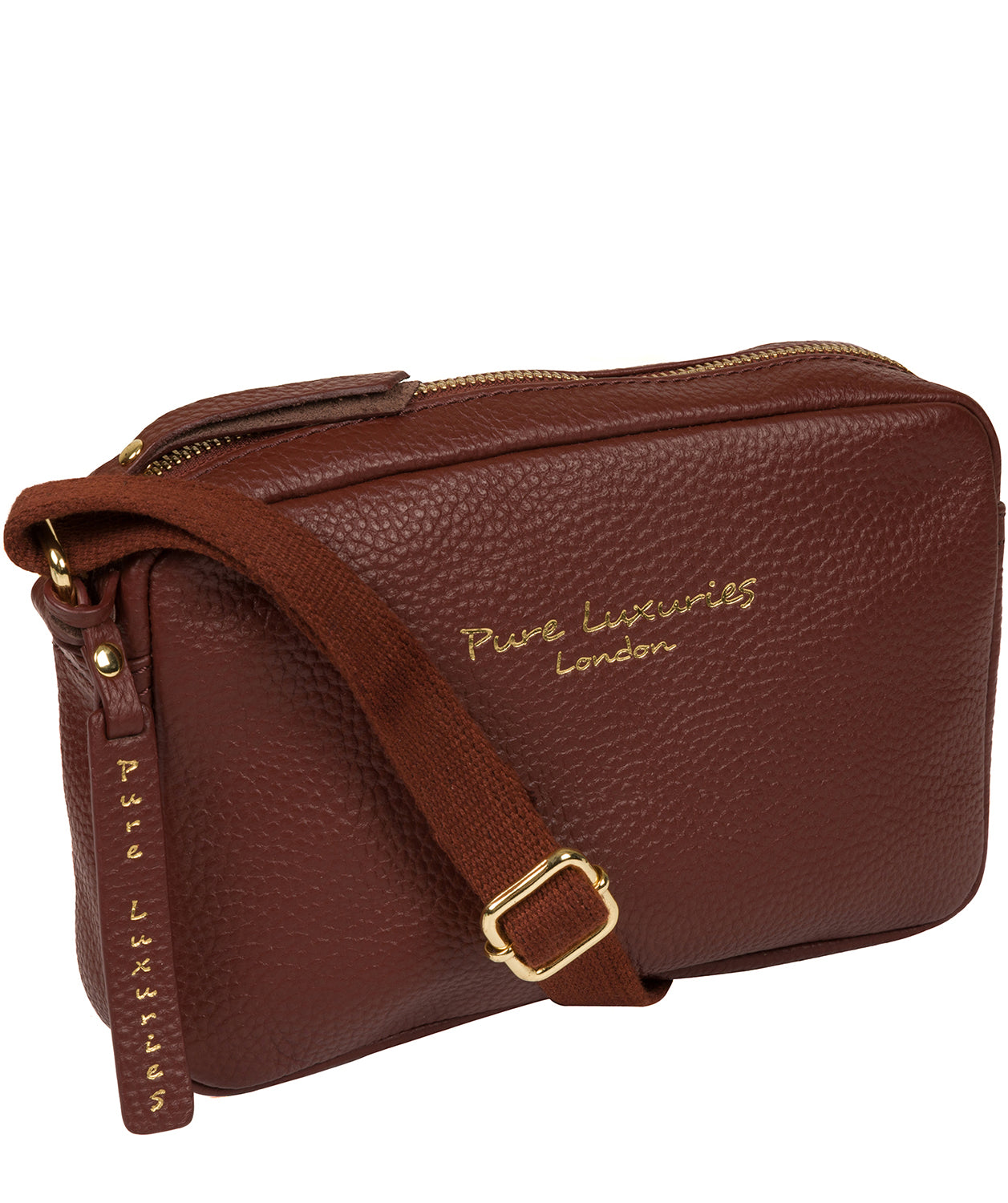 'Laine' Cognac Leather Cross Body Bag Pure Luxuries London