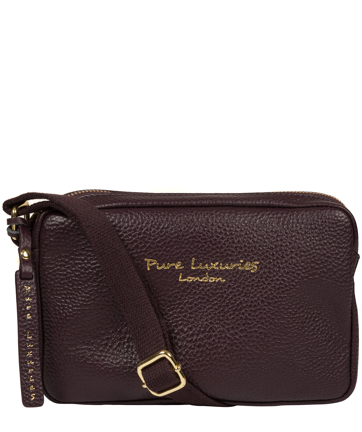 'Laine' Plum Leather Cross Body Bag image 1