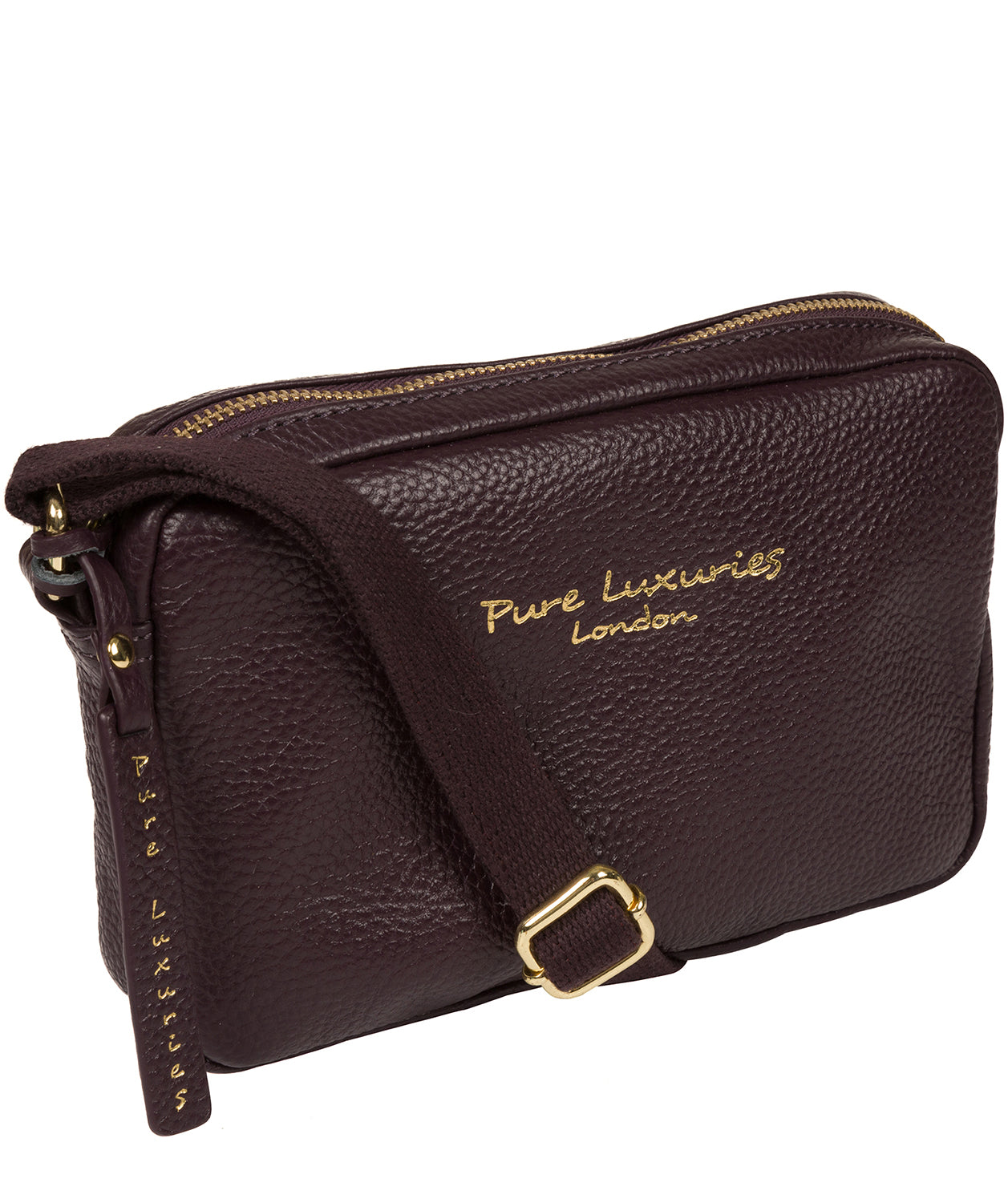 'Laine' Plum Leather Cross Body Bag