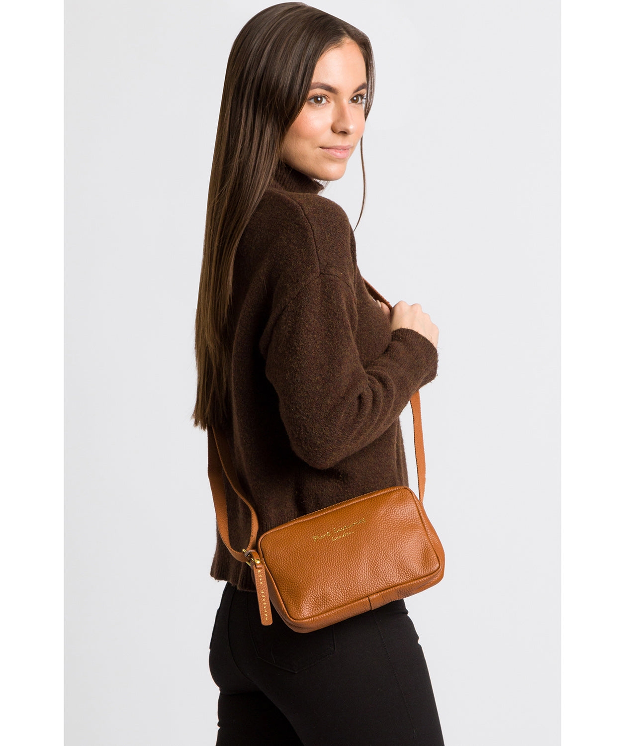 'Laine' Tan Leather Cross Body Bag image 2