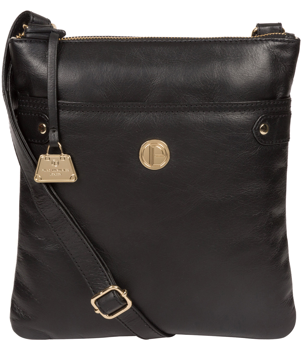 'Briony' Jet Black Leather Cross Body Bag image 1