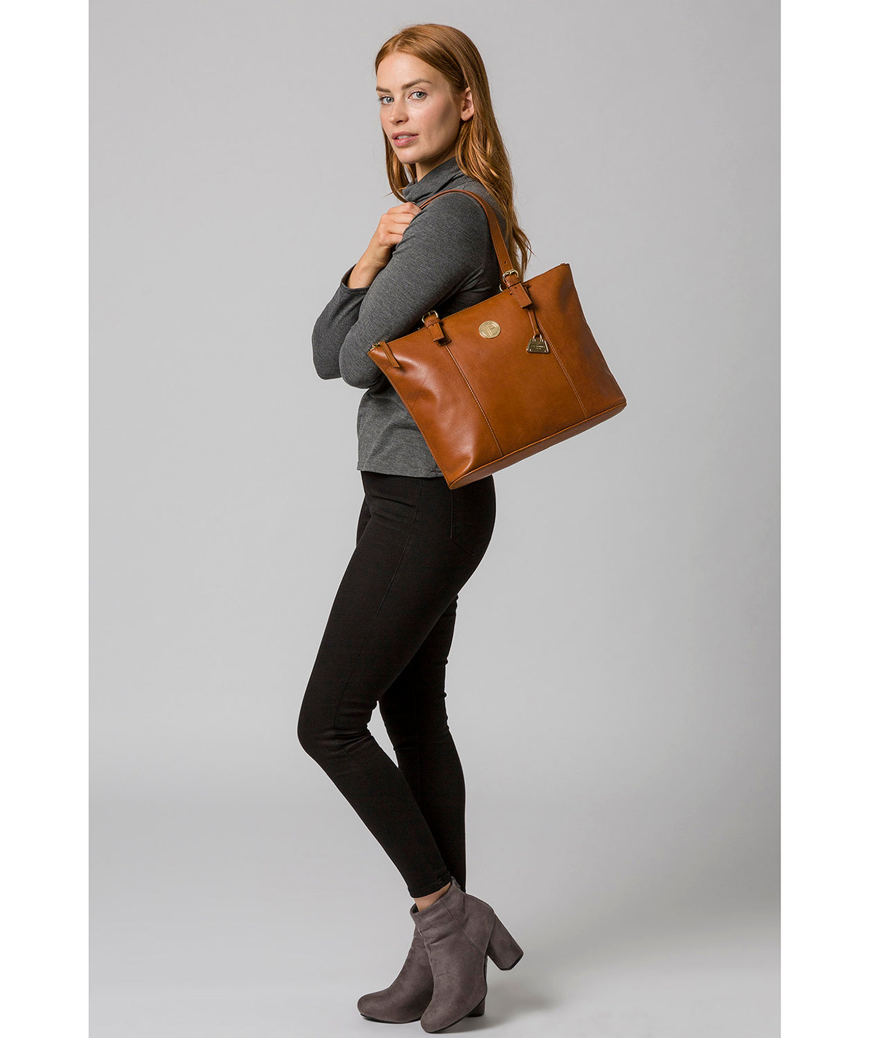 'Aster' Hazelnut Leather Tote Bag image 2