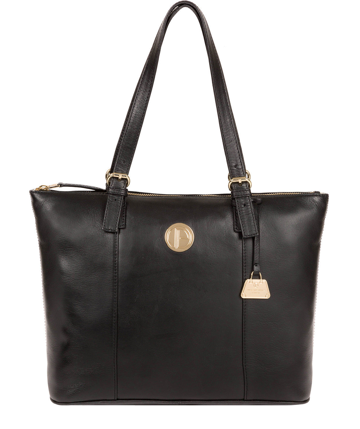 'Aster' Jet Black Leather Tote Bag image 1