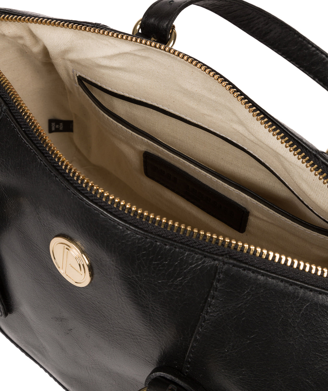 'Iris' Jet Black Leather Handbag Pure Luxuries London