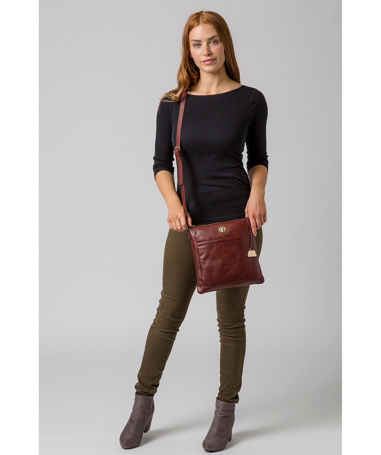 'Lotus' Chestnut Leather Cross Body Bag image 2