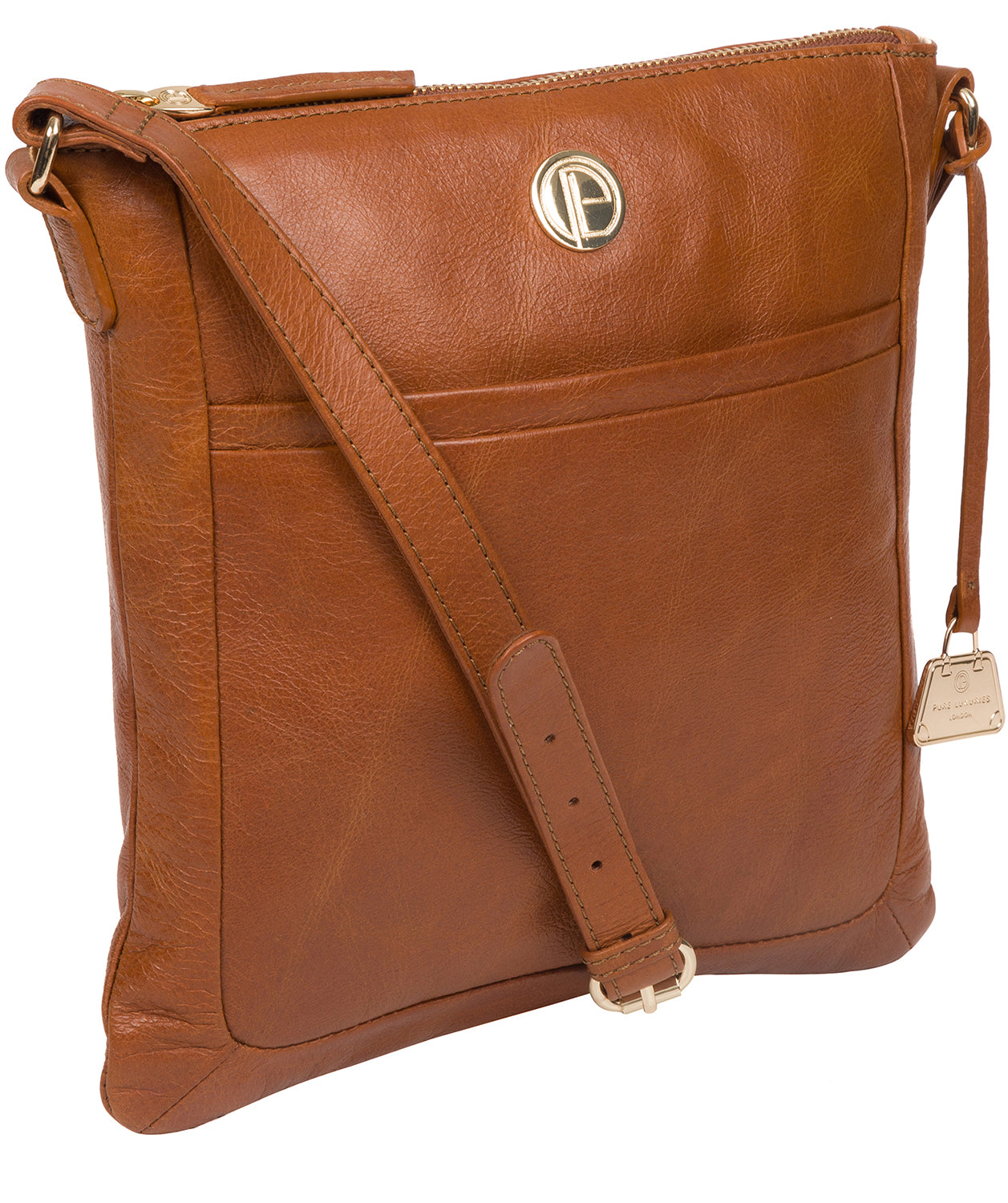 'Lotus' Hazelnut Leather Cross Body Bag image 5