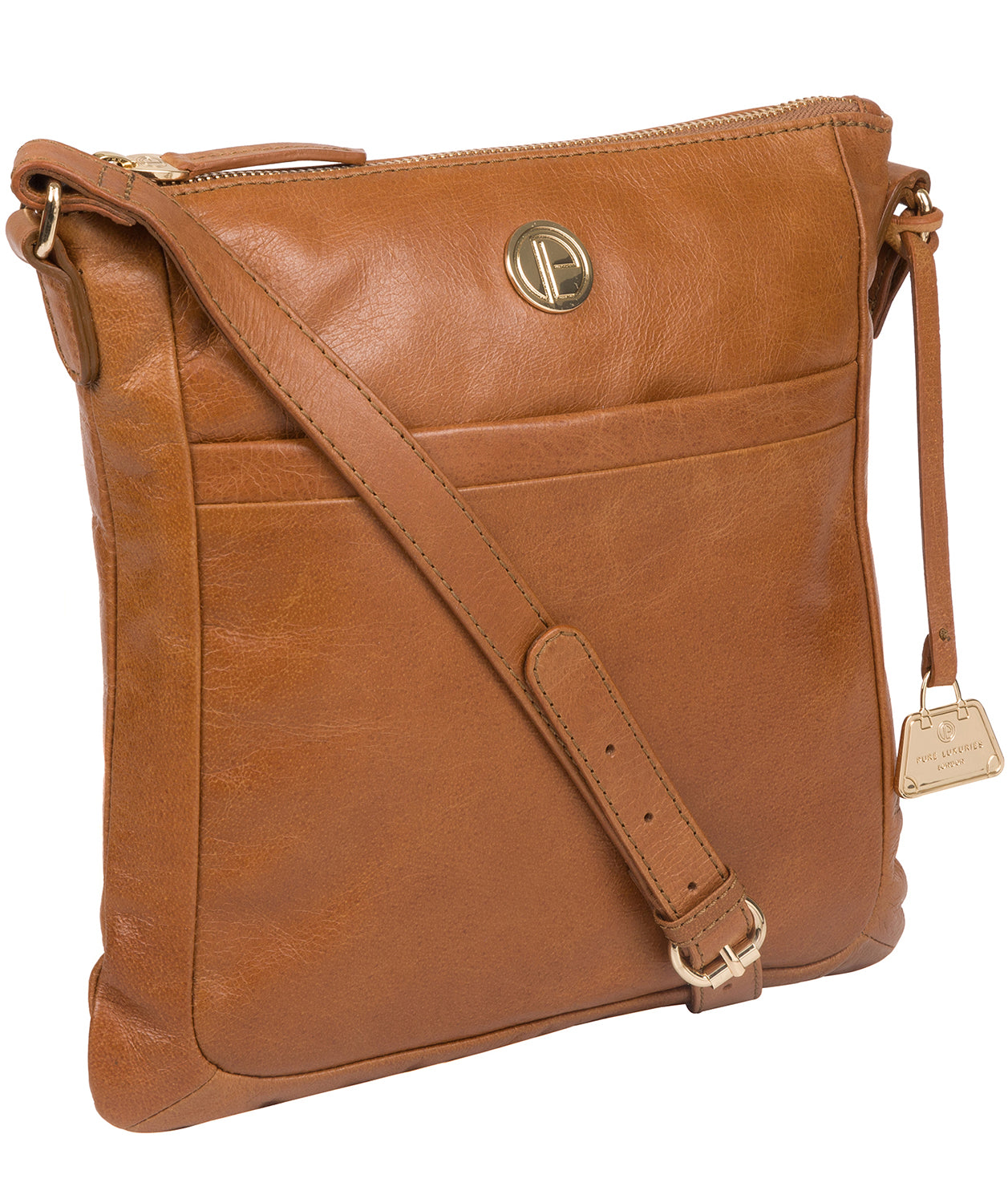 'Lotus' Saddle Tan Leather Cross Body Bag image 5