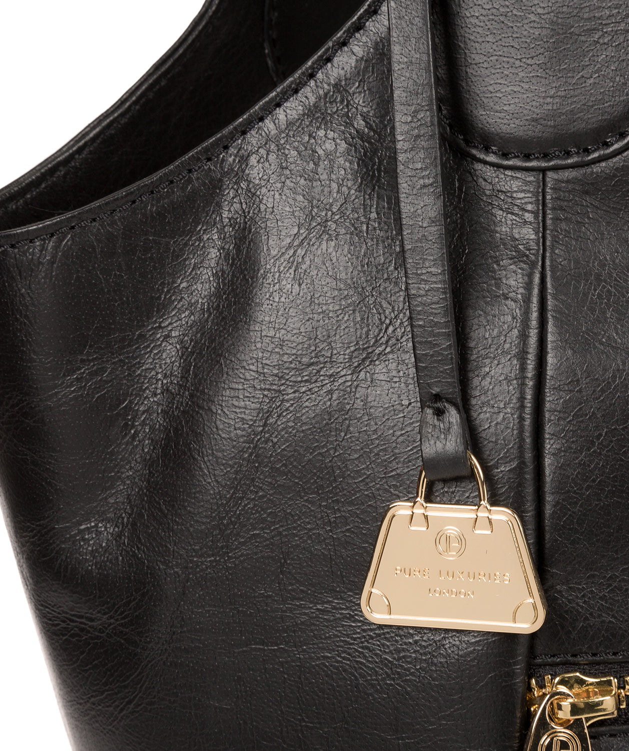 'Mimosa' Jet Black Leather Tote Bag Pure Luxuries London