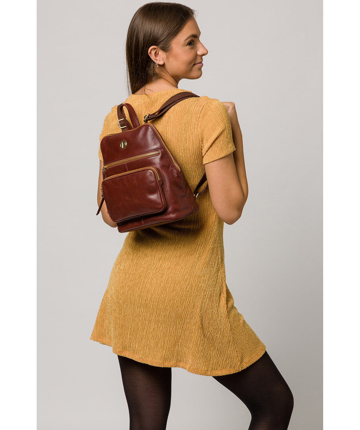 'Verbena' Chestnut Leather Backpack image 2