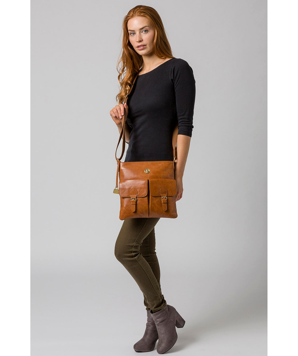 'Azalea' Hazelnut Leather Cross Body Bag image 2