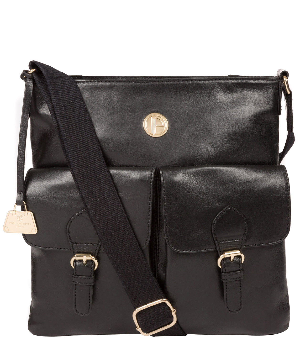 'Azalea' Jet Black Leather Cross Body Bag image 1