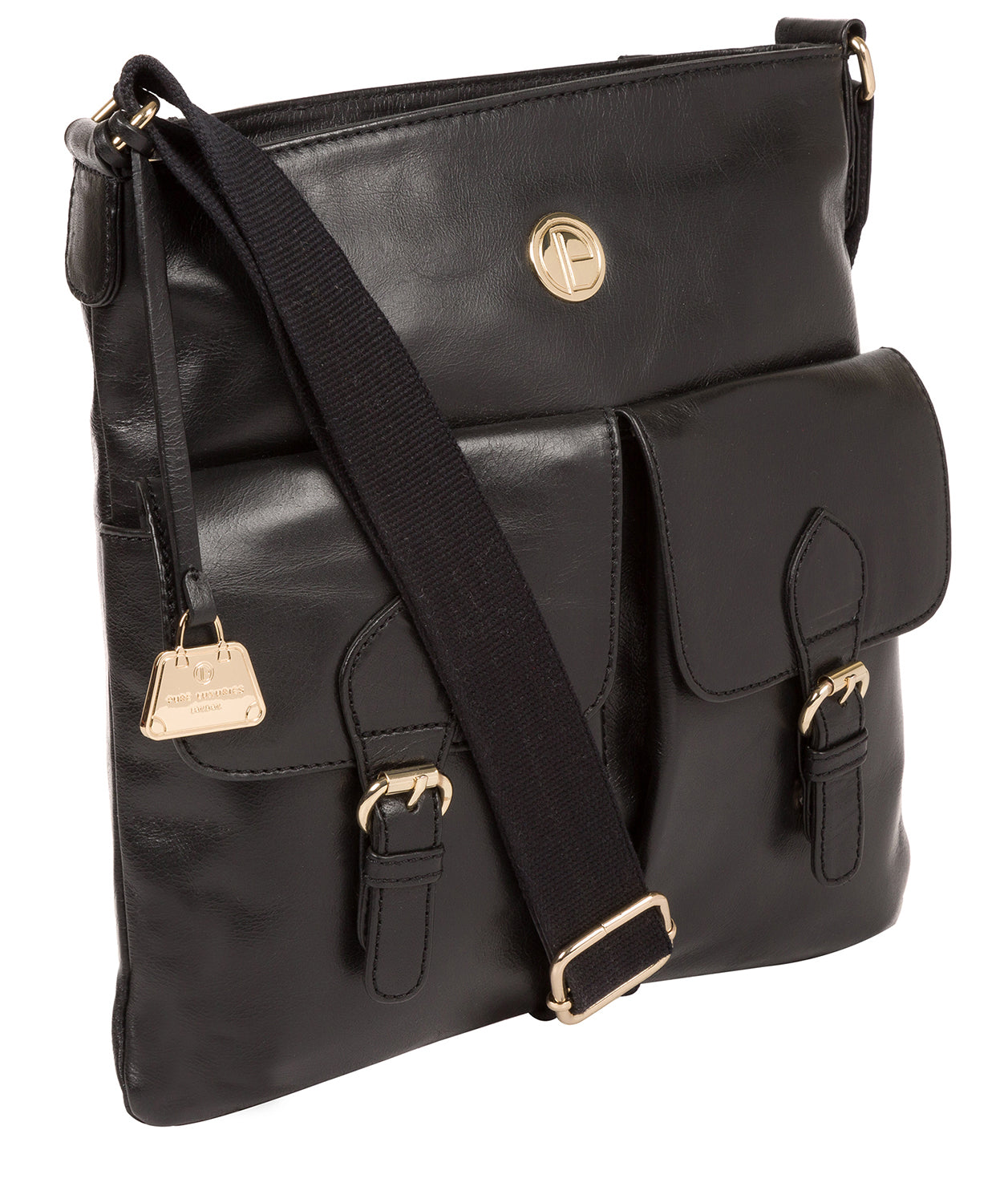 'Azalea' Jet Black Leather Cross Body Bag image 5