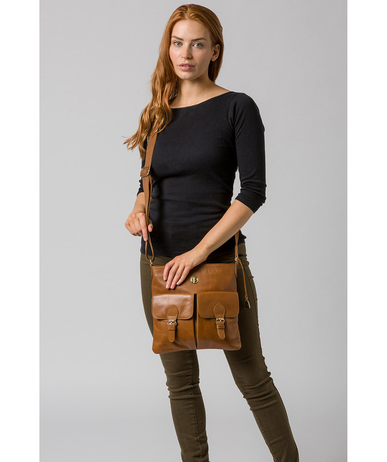 'Azalea' Saddle Tan Leather Cross Body Bag image 2