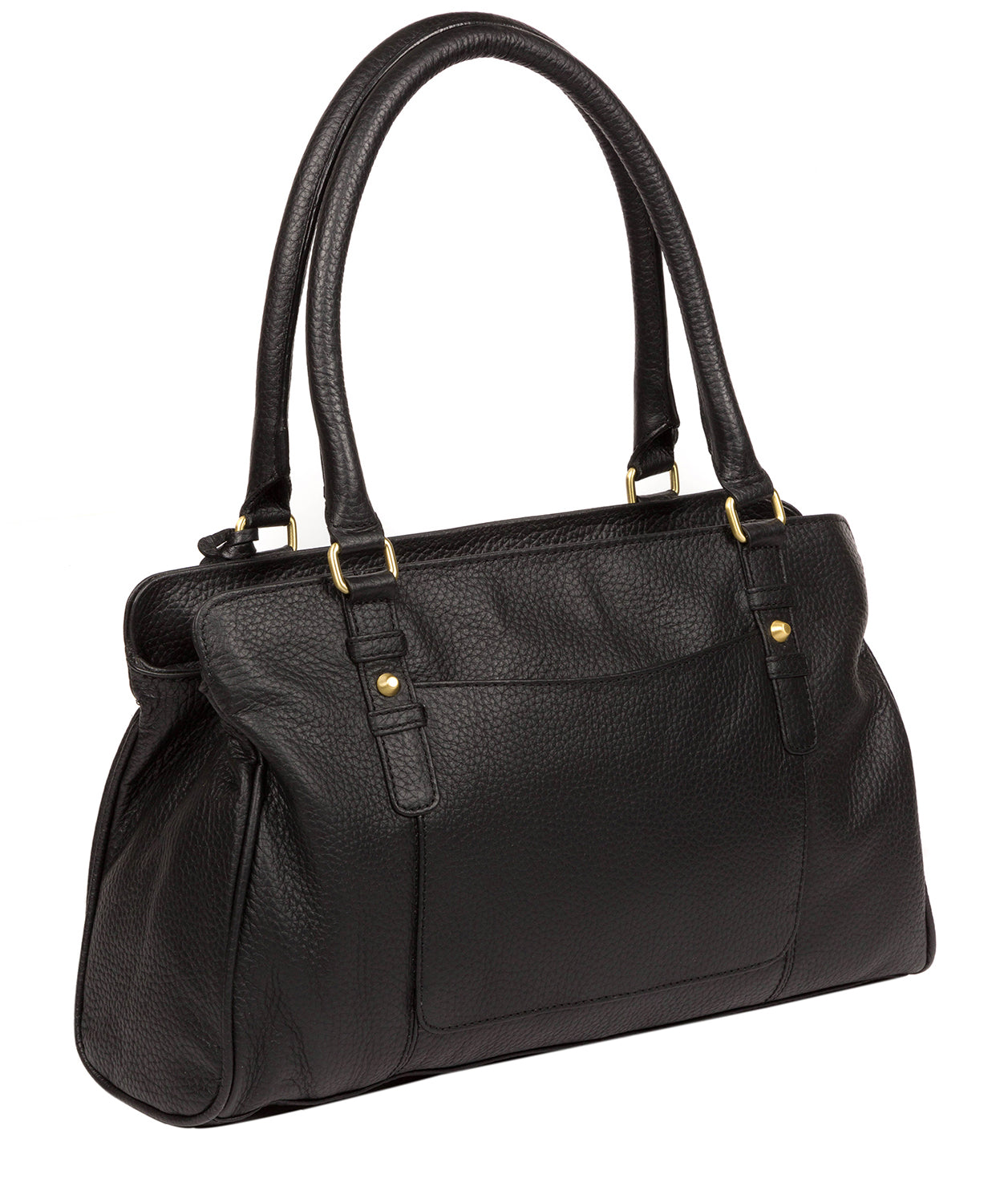 'Epworth' Black & Gold Leather Handbag Pure Luxuries London