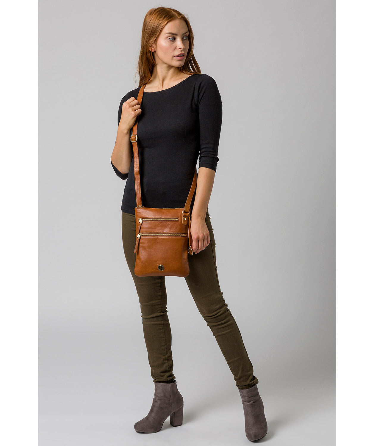 'Gardenia' Hazelnut Leather Cross Body Bag image 2