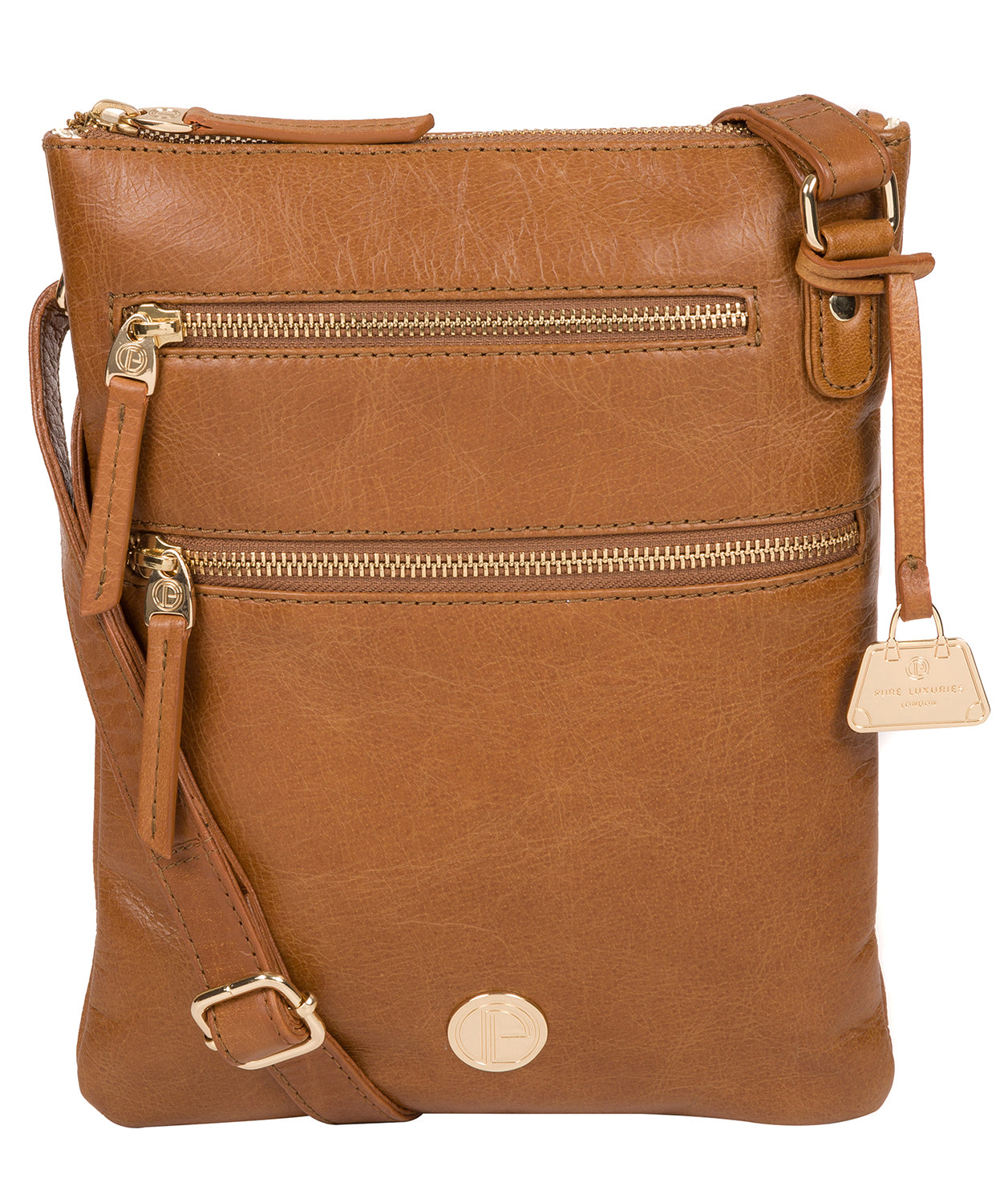 'Gardenia' Saddle Tan Leather Cross Body Bag Pure Luxuries London