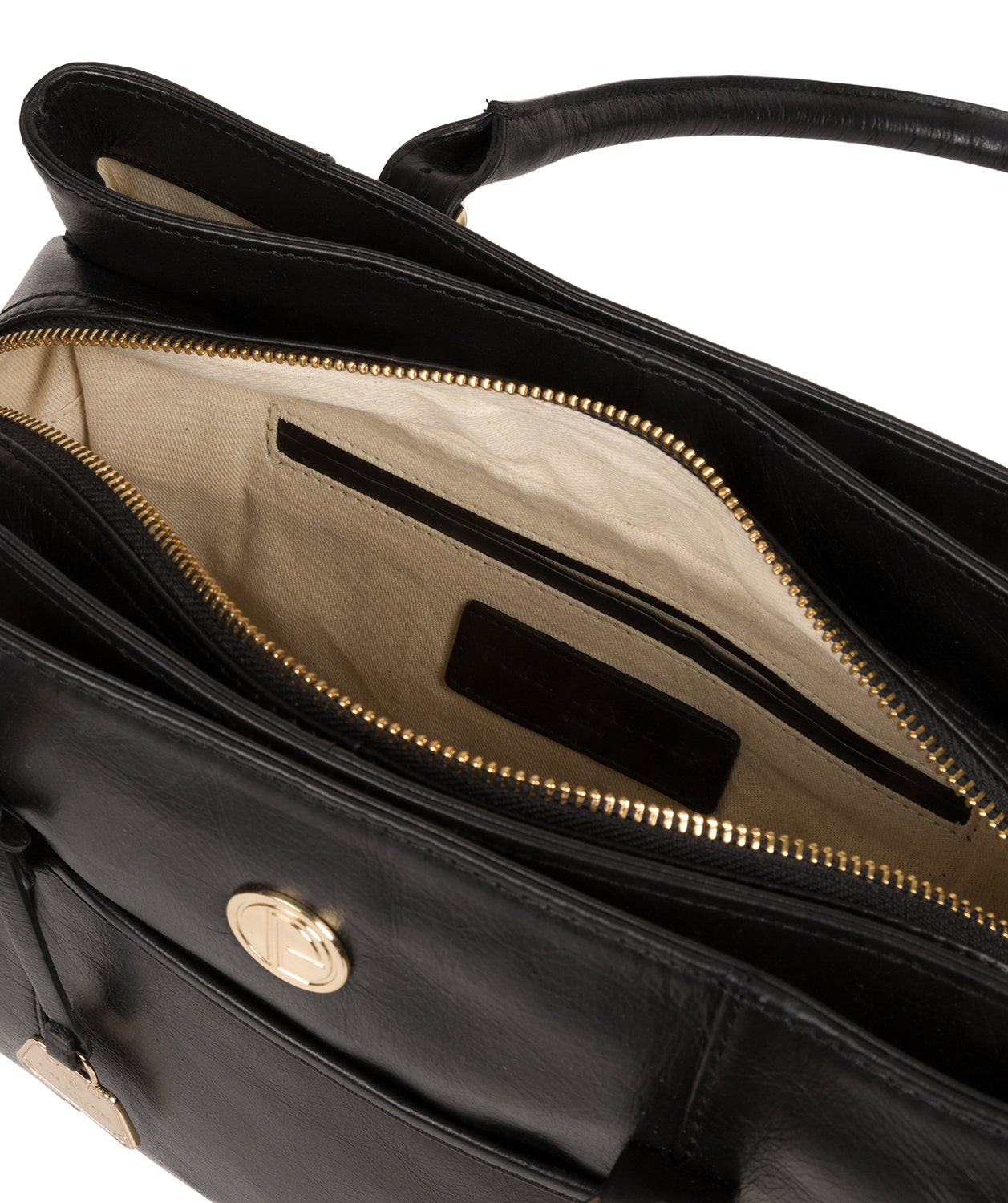 'Fleur' Jet Black Leather Handbag image 4