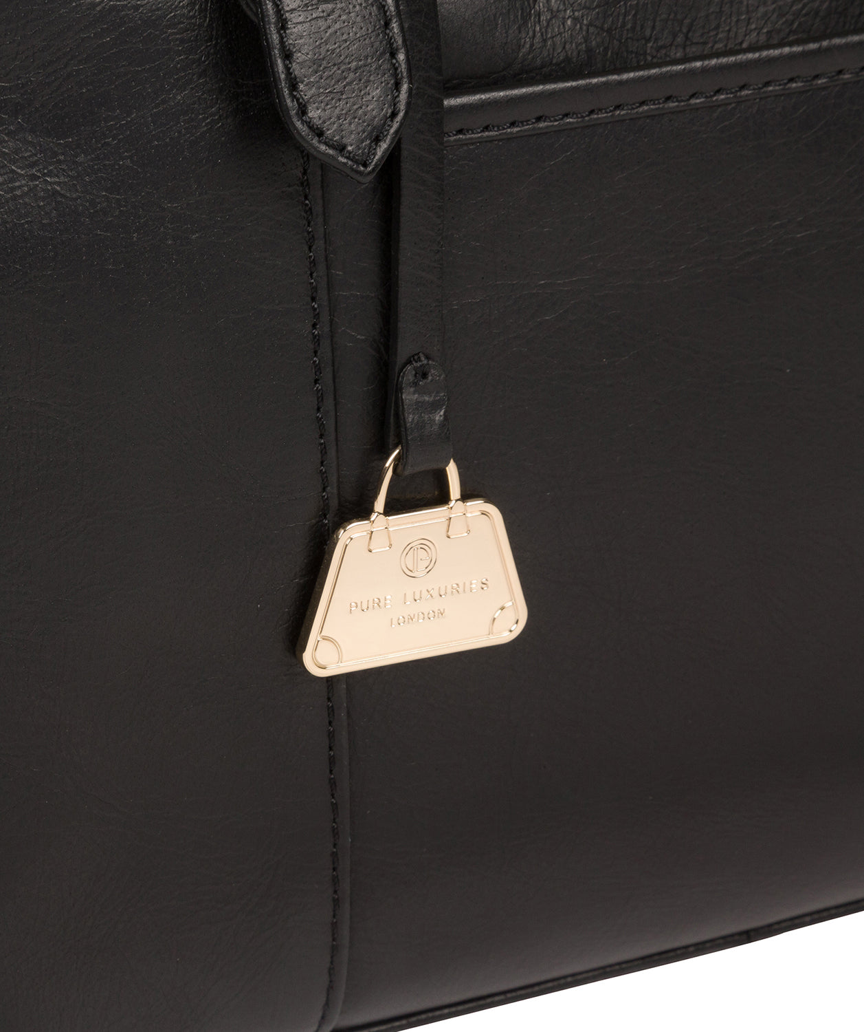 'Fleur' Jet Black Leather Handbag image 6