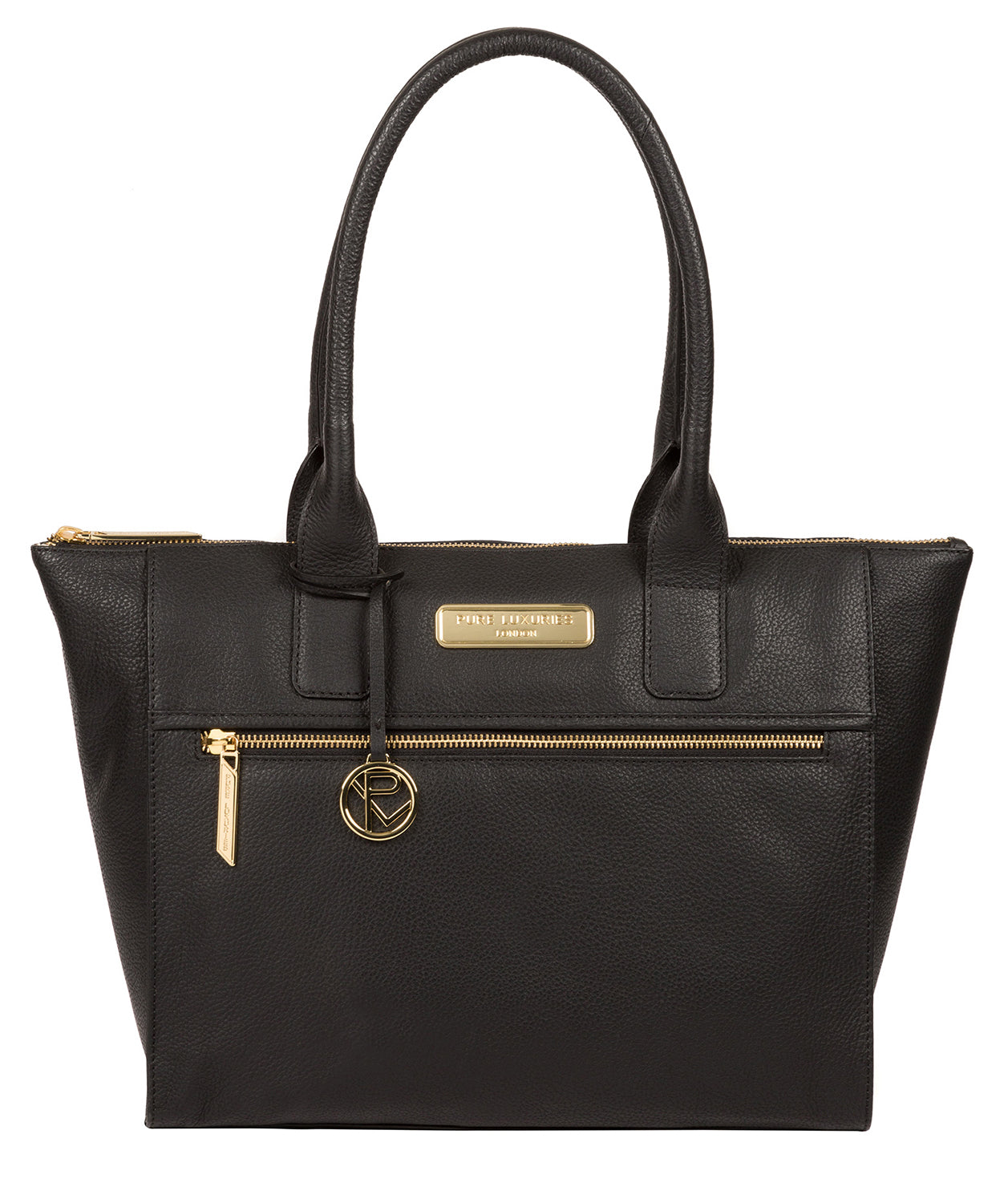 'Faye' Black Leather Tote Bag image 1