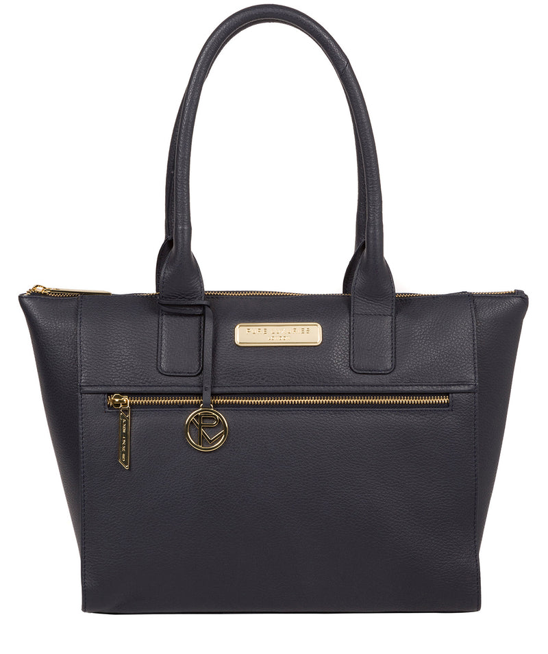Blue Leather Tote Bag 'Faye' by Pure Luxuries – Pure Luxuries London