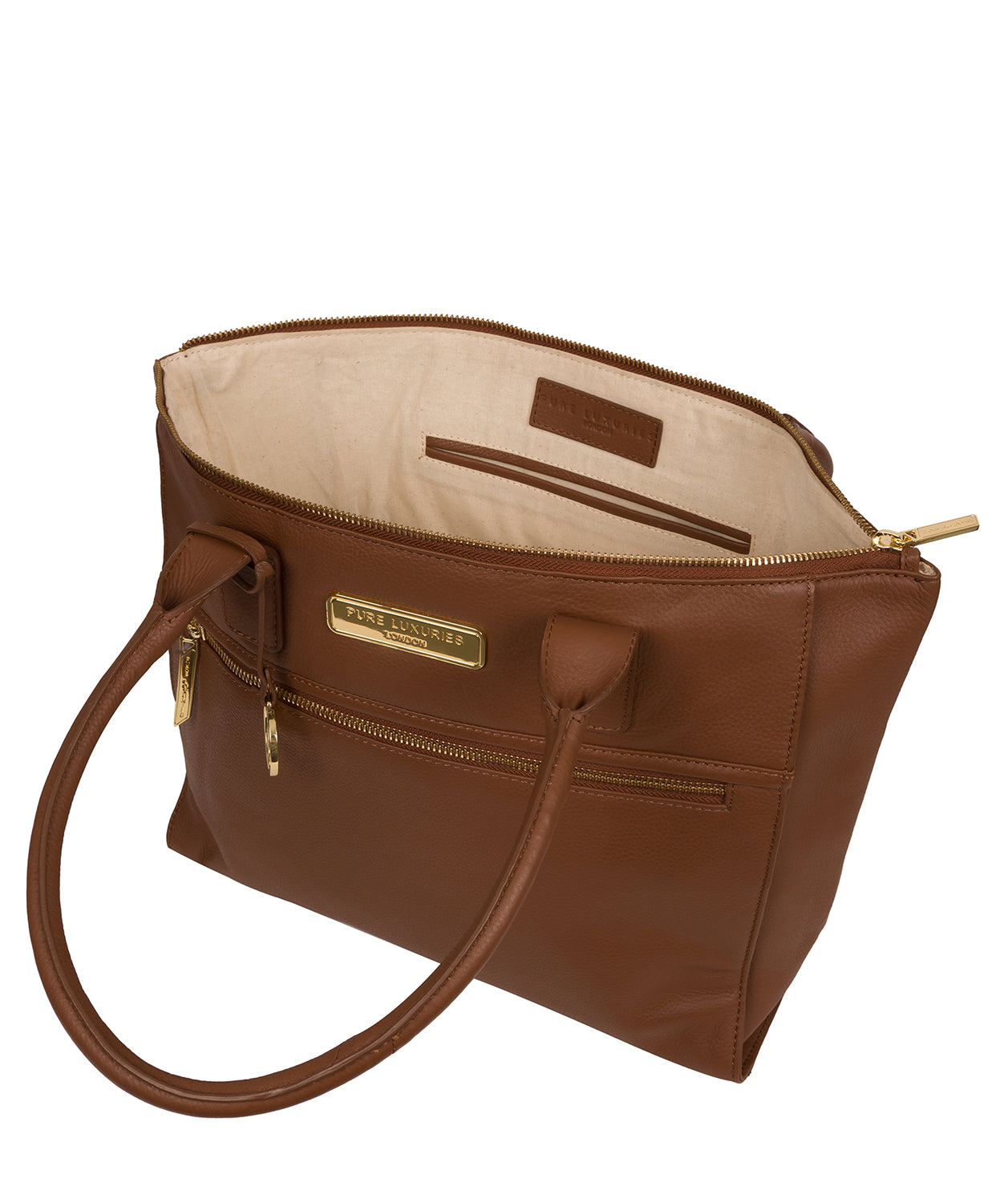 'Faye' Tan Leather Tote Bag