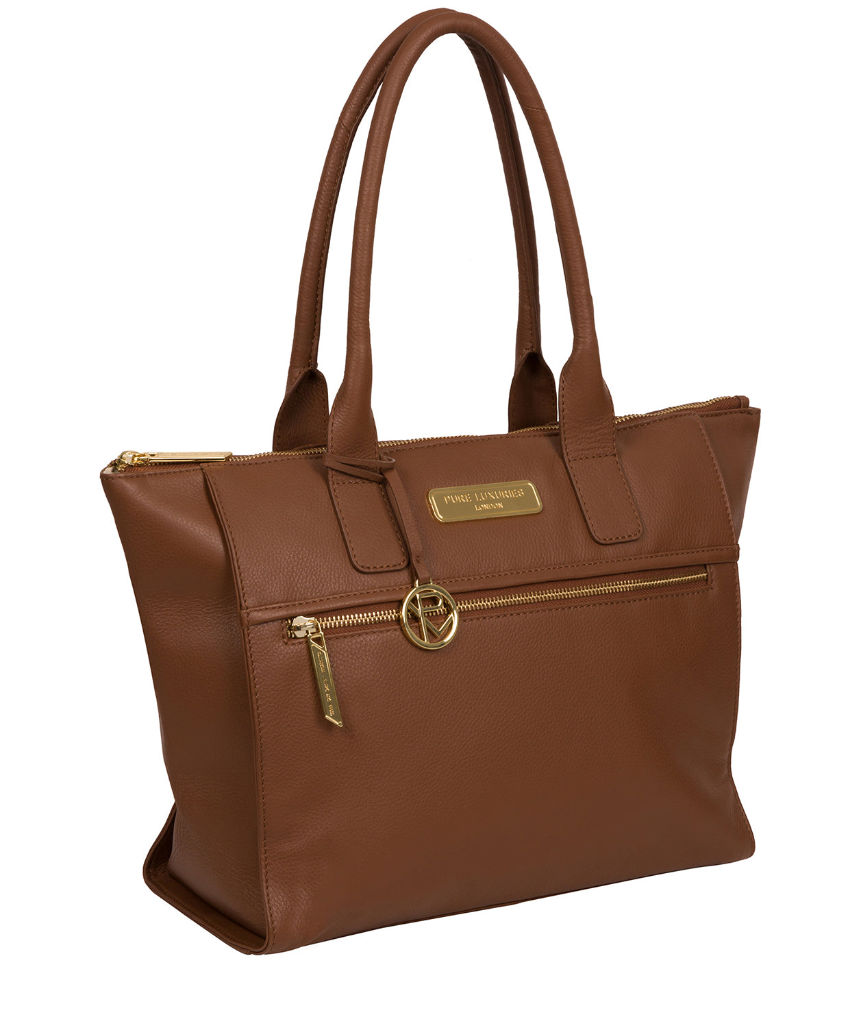 'Faye' Tan Leather Tote Bag