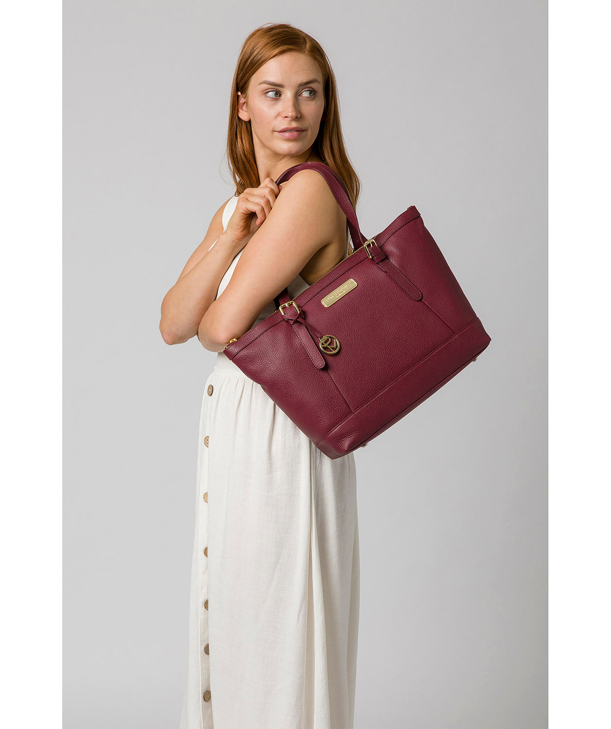 'Emily' Pomegranate Leather Tote Bag image 2