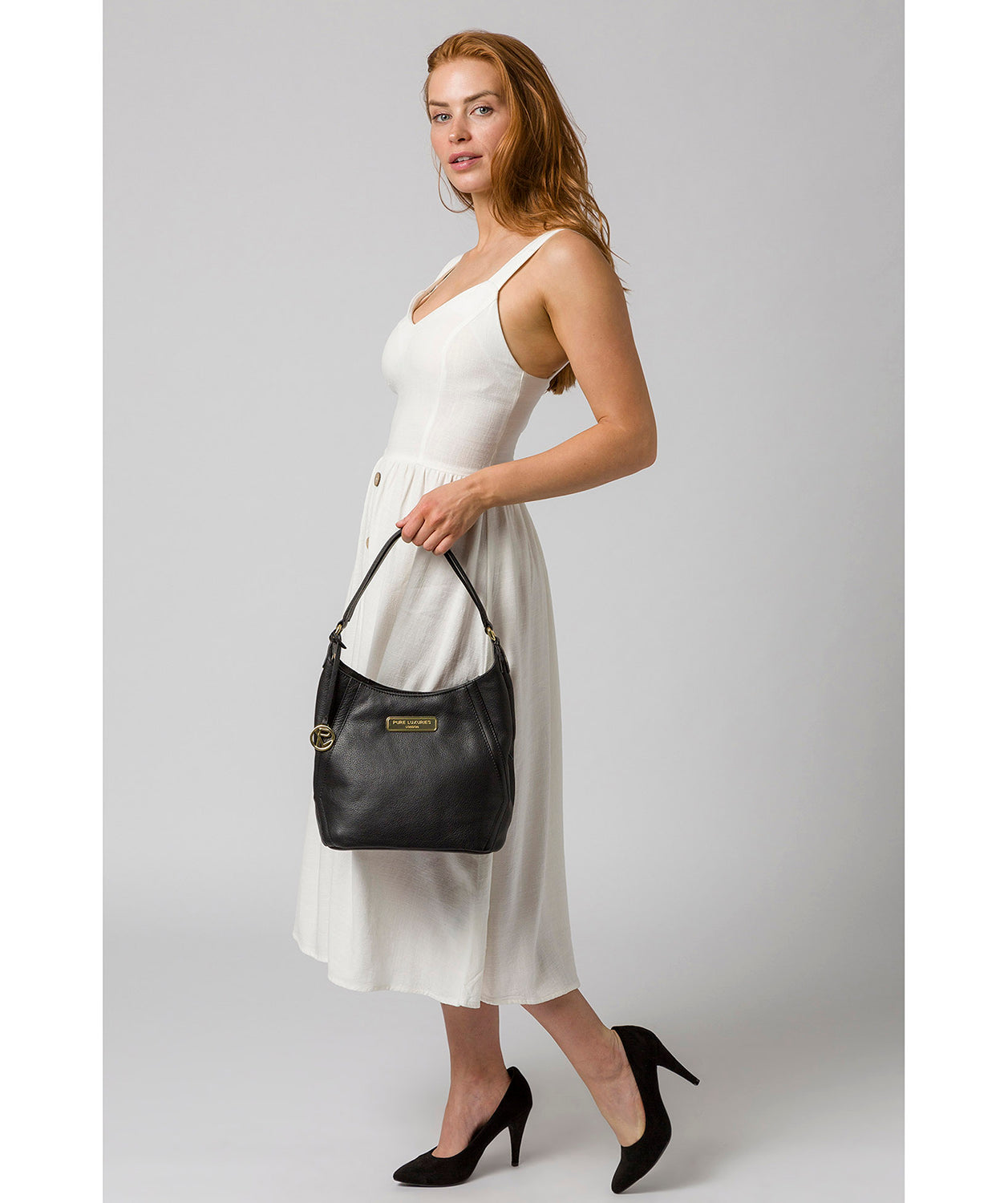 'Abigail' Black Leather Shoulder Bag image 7