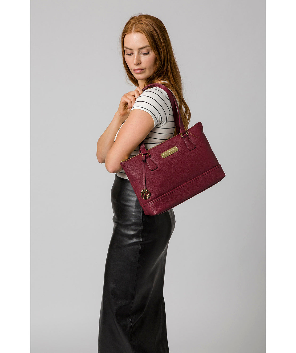 'Keira' Pomegranate Leather Tote Bag image 2