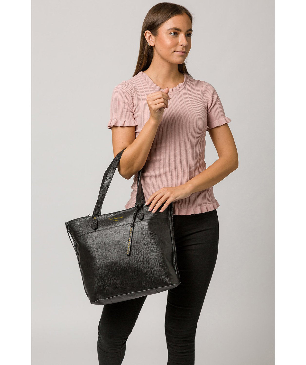 'Hampstead' Jet Black Leather Tote Bag