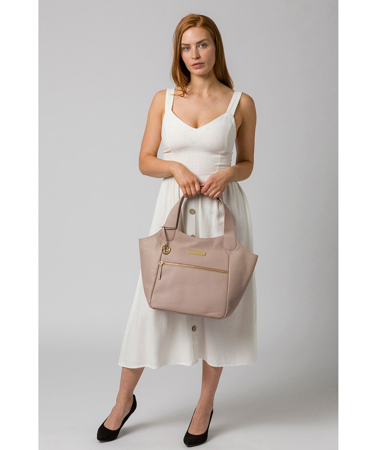 'Roxanne' Blush Pink Leather Tote Bag image 2