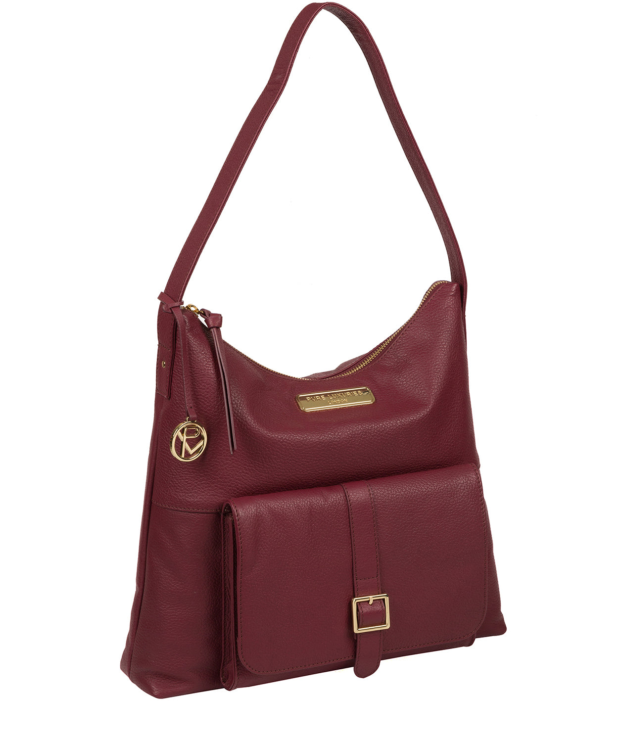 'Imogen' Pomegranate Leather Shoulder Bag image 5