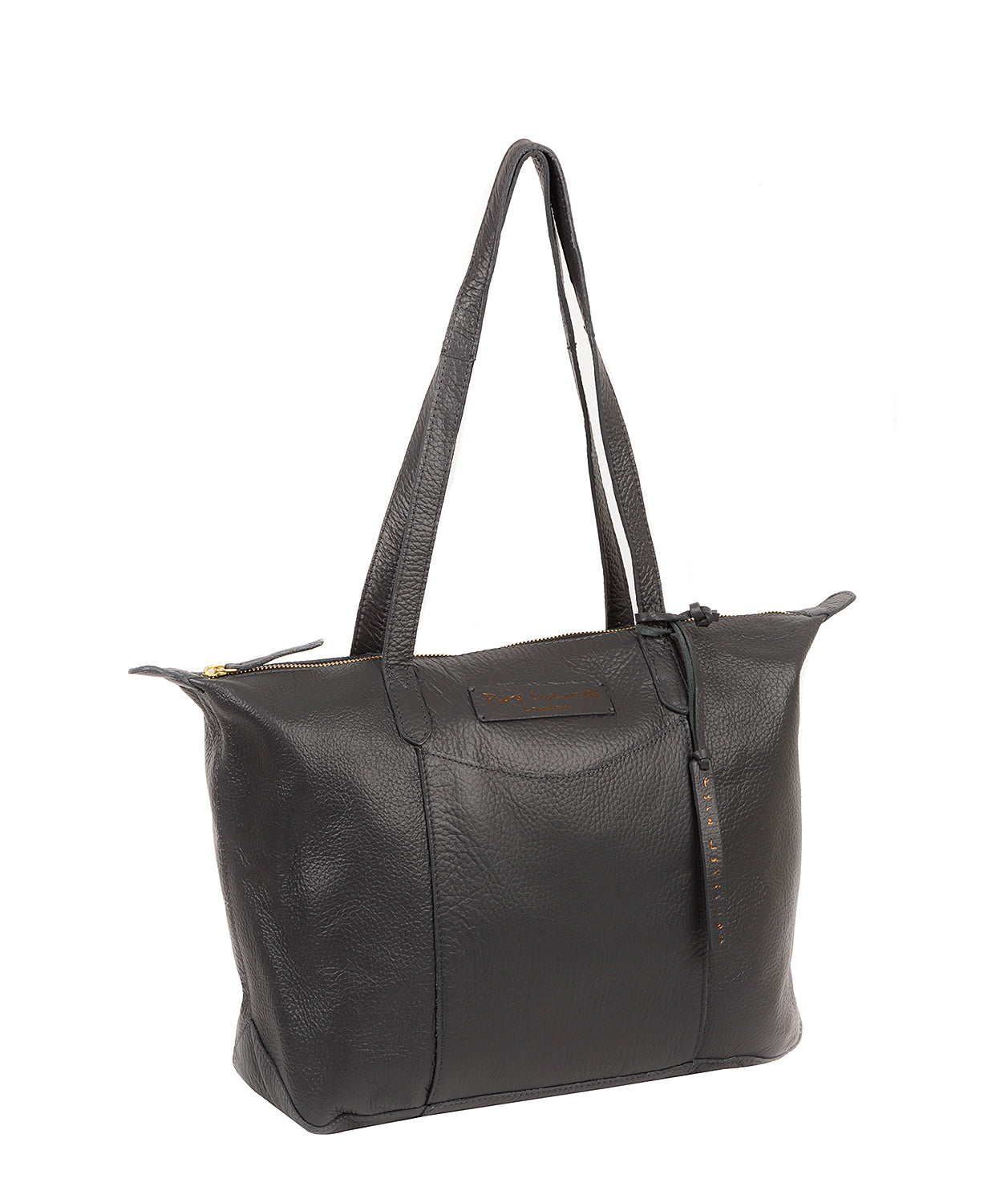 'Oval' Slate Leather Tote Bag