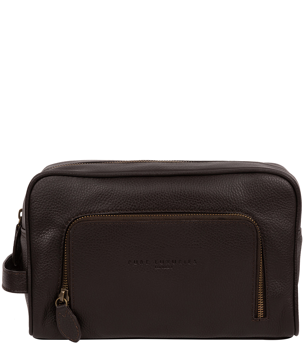 'Stream' Brown Leather Washbag