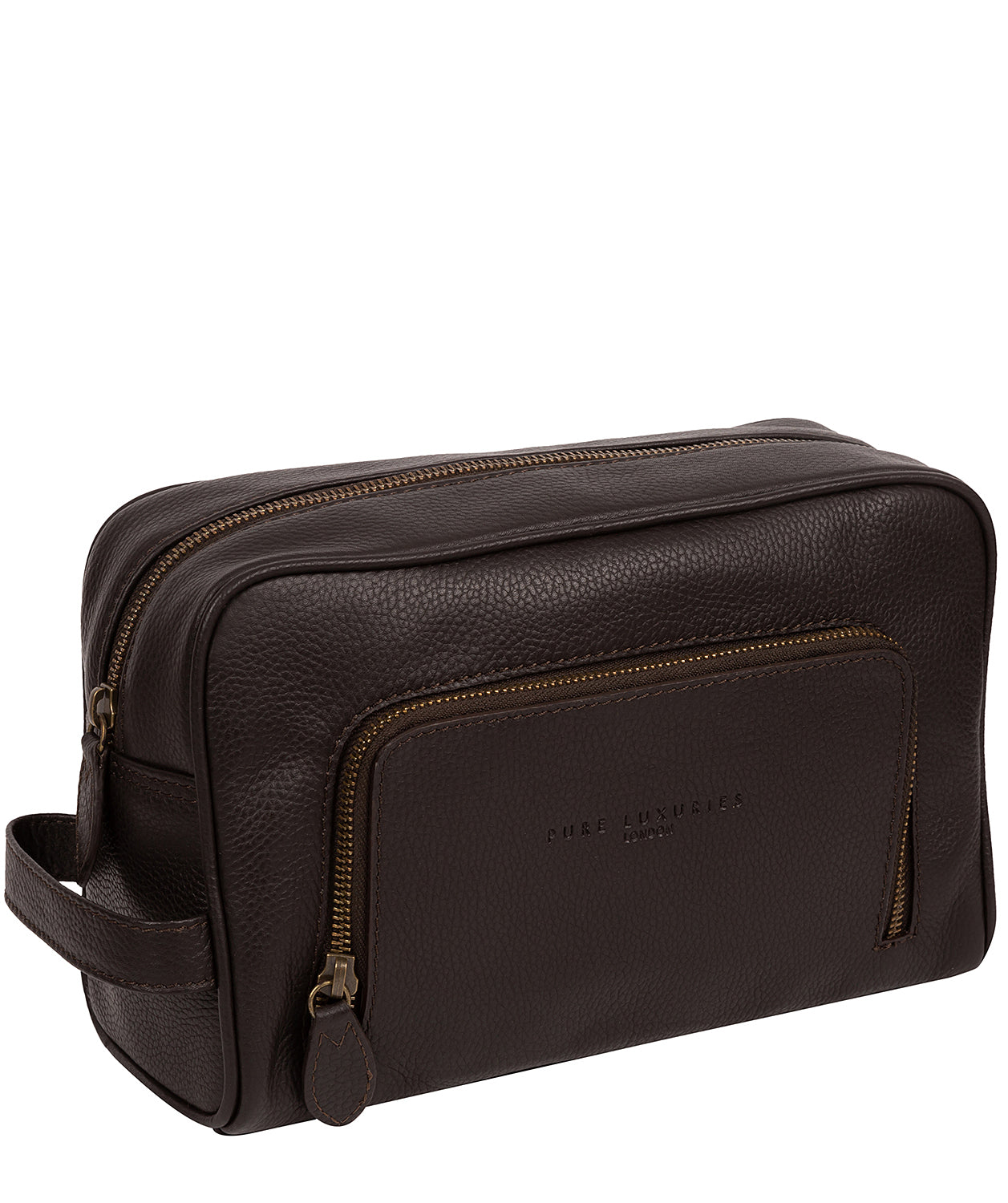 'Stream' Brown Leather Washbag