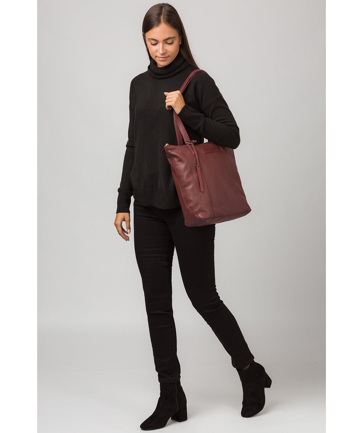 'Blendon' Burgundy Leather Tote Bag