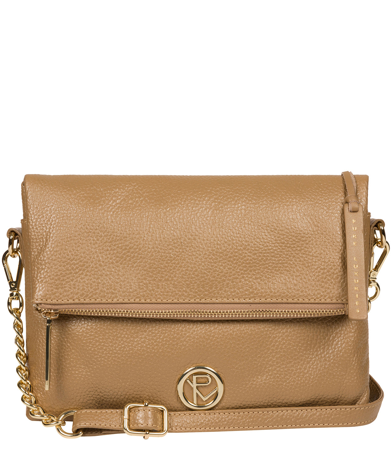 'Floria' Metallic Champagne Leather Cross Body Bag image 1