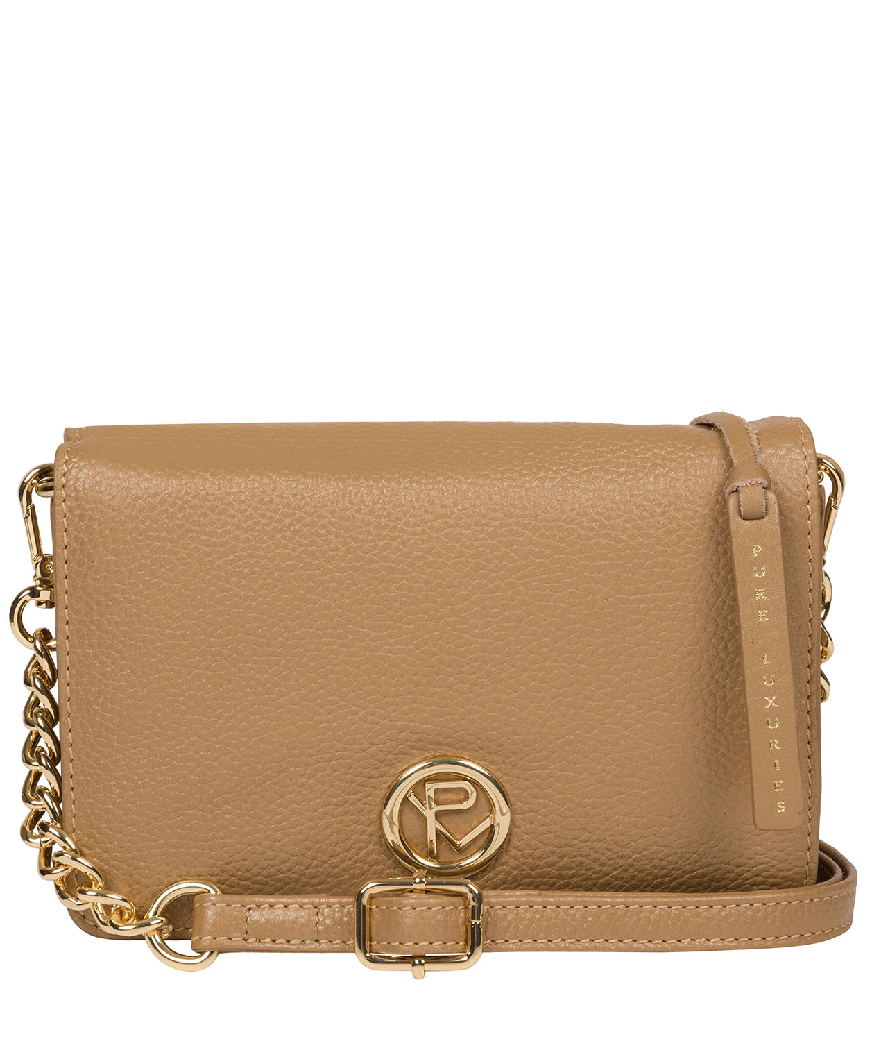 'Esmee' Metallic Champagne Leather Cross Body Bag image 1